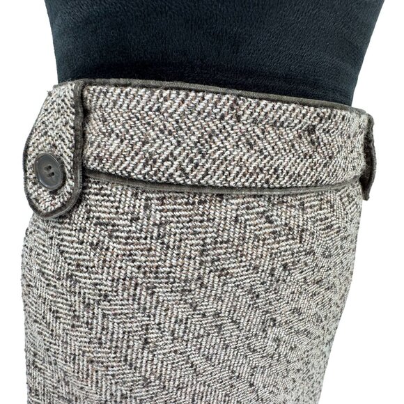 Ann Taylor Tweed A Line Skirt 12 Herringbone Button Detail Vintage Academia Geek - Picture 1 of 7